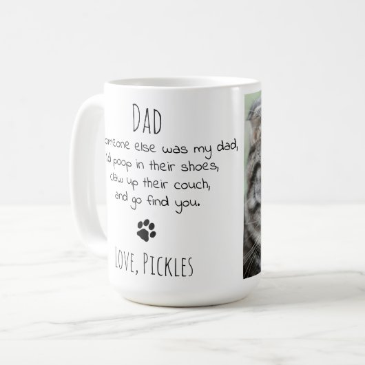 Funny Cat Pap Persoonlijke foto Pet Koffiemok (Voorkant links)