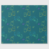 Funny Cat Pattern Gift Wrapping Papper Cadeaupapier (Vlak)