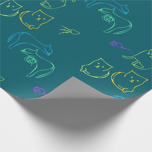 Funny Cat Pattern Gift Wrapping Papper Cadeaupapier (Hoek)