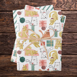 Funny Cat Pattern Holiday Christmas Colorful Inpakpapier Vel