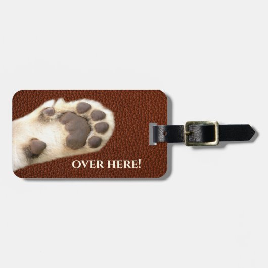 Funny Cat Paw Faux Leather Bagagelabel (Voorkant horizontaal)