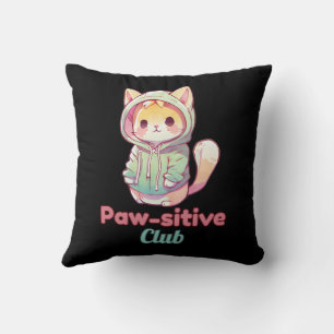 Funny Cat Paw‑sitive Club – Cute Hoodie Kitty Cade Kussen