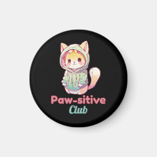 Funny Cat Paw‑sitive Club – Cute Hoodie Kitty Cade Magneet