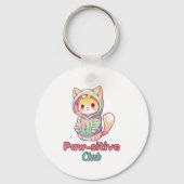 Funny Cat Paw‑sitive Club – Cute Hoodie Kitty Sleutelhanger (Voorkant)