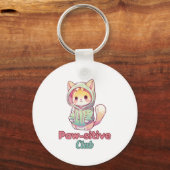 Funny Cat Paw‑sitive Club – Cute Hoodie Kitty Sleutelhanger (Achterkant)