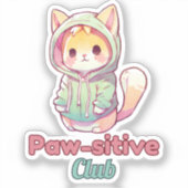 Funny Cat Paw‑sitive Club – Cute Hoodie Kitty  Sticker (Voorkant)