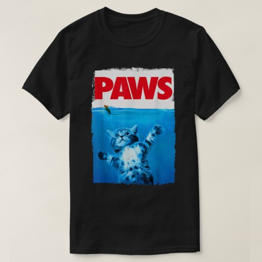 Funny Cat PAWS Parody Design T-shirt (Design voorkant)