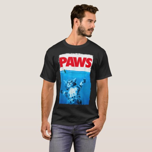 Funny Cat PAWS Parody Design T-shirt (Voorkant volledig)