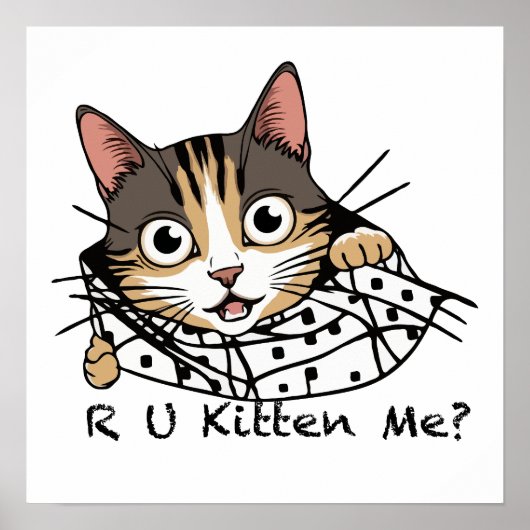 Funny Cat Peeking Sticker - Ben je kitten me? Poster (Voorkant)
