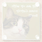 Funny Cat Photo Catnip Caption Glazen Onderzetter (Achterkant)