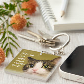 Funny Cat Photo Catnip Caption Sleutelhanger (Voorkant Rechts)