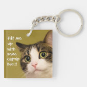 Funny Cat Photo Catnip Caption Sleutelhanger (Achterkant)