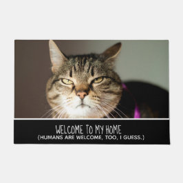 Funny Cat Photo Welcome to My Home Humans Welcome Deurmat