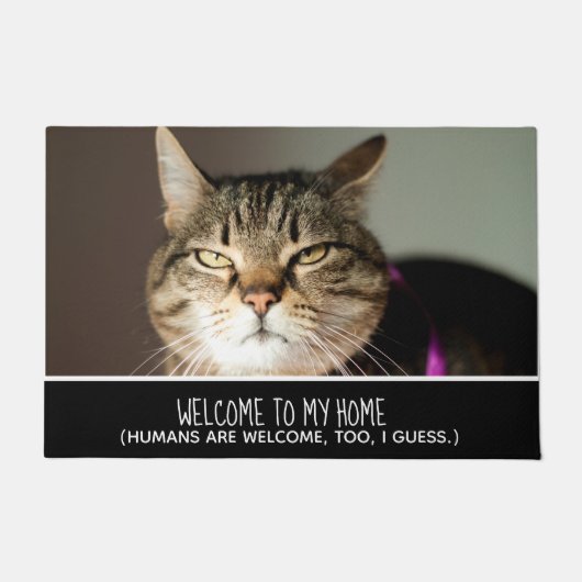 Funny Cat Photo Welcome to My Home Humans Welcome Deurmat (Voorkant)