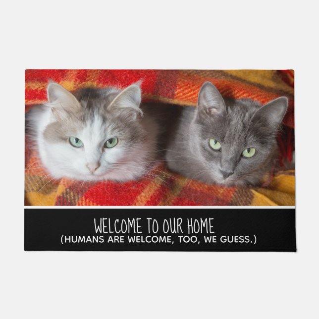 Funny Cat Photo Welcome to My Home Humans Welcome Deurmat (Voorkant)
