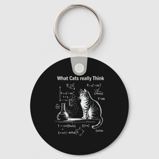 Funny Cat Physics Humor Design What Cats Really Th Sleutelhanger (Voorkant)