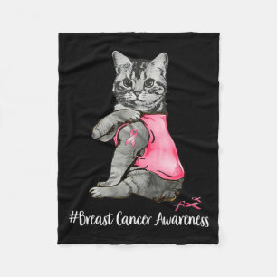 Funny Cat Pink Ribbon in oktober Draag we roze Bre Fleece Deken