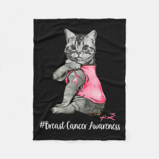 Funny Cat Pink Ribbon in oktober Draag we roze Bre Fleece Deken