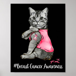 Funny Cat Pink Ribbon in oktober Draag we roze Bre Poster