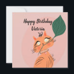 Funny Cat Plant Leaf Cartoon Birthday<br><div class="desc">Kat met mijn planten kunstwerk print oorspronkelijke hand getekend</div>