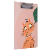 Funny Cat Plant Leaf Cartoon Klembord (Rechts)