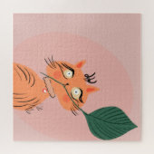 Funny Cat Plant Leaf Cartoon Legpuzzel (Horizontaal)