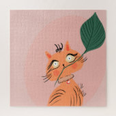 Funny Cat Plant Leaf Cartoon Legpuzzel (Verticaal)
