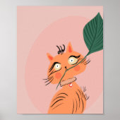 Funny Cat Plant Leaf Cartoon   Poster (Voorkant)