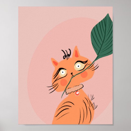  Funny Cat Plant Leaf Cartoon   Poster (Voorkant)