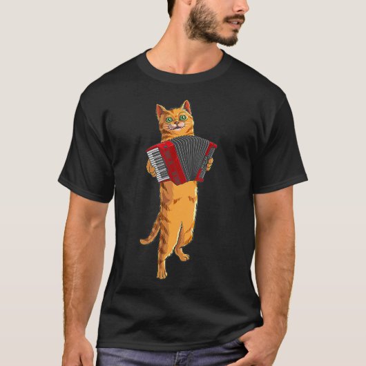 Funny Cat Playing Accordion Cool Musician Gift T-shirt (Voorkant)