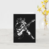 Funny Cat Playing B Guitar Rock Music Lover Musici Kaart (Gele Bloem)