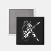 Funny Cat Playing B Guitar Rock Music Lover Musici Magneet (Voorkant / Achterkant)