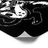 Funny Cat Playing B Guitar Rock Music Lover Musici Poster (Hoek)