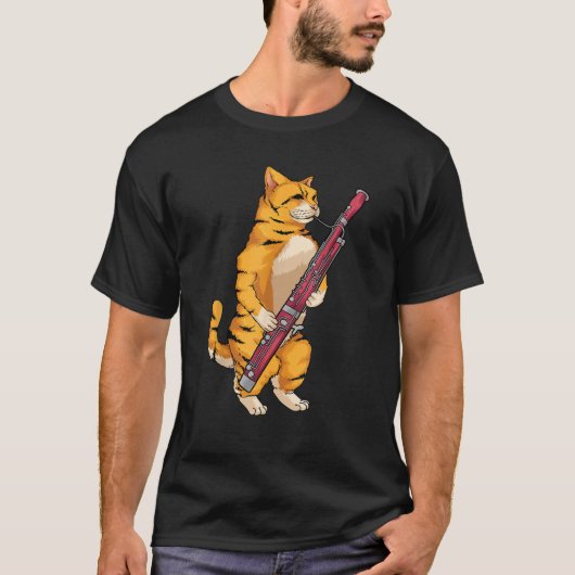 Funny Cat Playing Bassoon Cool Animal Lover Musici T-shirt (Voorkant)