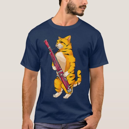Funny Cat Playing Bassoon  Cool Animal Lover T-shirt (Voorkant)