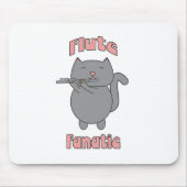 Funny Cat Playing Flute Music Lover Musician Carto Muismat (Voorkant)