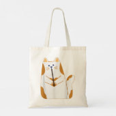 Funny Cat Playing The Clarinet Instrument Tote Bag (Achterkant)