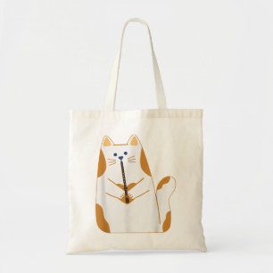 Funny Cat Playing The Clarinet Instrument Tote Bag