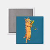 Funny Cat Playing Trombone Gift Cool Kitten Musici Magneet (Voorkant / Achterkant)