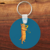 Funny Cat Playing Trombone Gift Cool Kitten Musici Sleutelhanger (Voorkant)