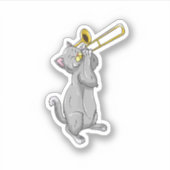 Funny Cat Playing Trombone Gift Cool Kitten Musici Sticker (Voorkant)