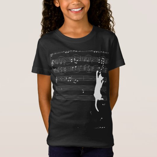 Funny Cat Playing With Music Note Cat Lover Gift T-shirt (Voorkant)