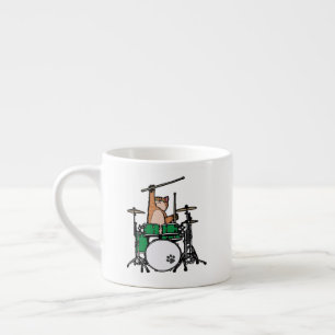 Funny Cat Plays Drums, Cat Drummer, Drummer Gift Espresso Kop