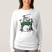 Funny Cat Plays Drums, Cat Drummer T-shirt (Voorkant)