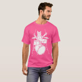 Funny Cat Plays Drums Drum Kit T-shirt (Voorkant volledig)
