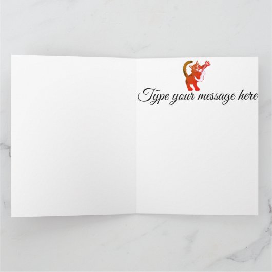 Funny Cat Plays Guitar Personalized Birthday Kaart (Binnen)