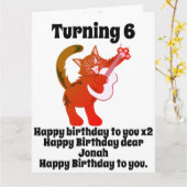Funny Cat Plays Guitar Personalized Birthday Kaart (Gele Bloem)