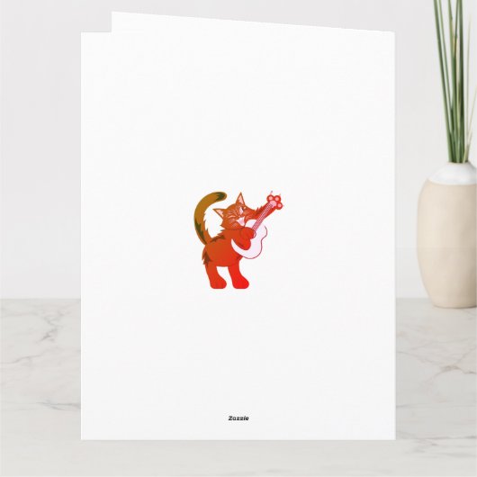 Funny Cat Plays Guitar Personalized Birthday Kaart (Achterkant)