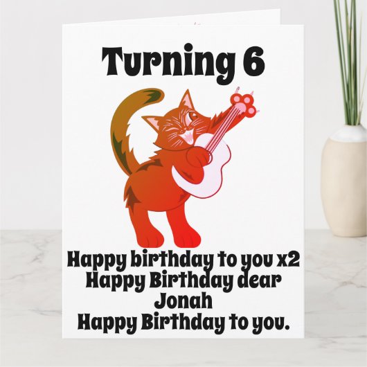 Funny Cat Plays Guitar Personalized Birthday Kaart (Voorkant)