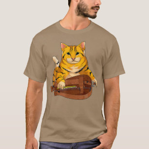Funny Cat Plays Hurdy Gurdy Gift Cool Kitten Mus T-shirt